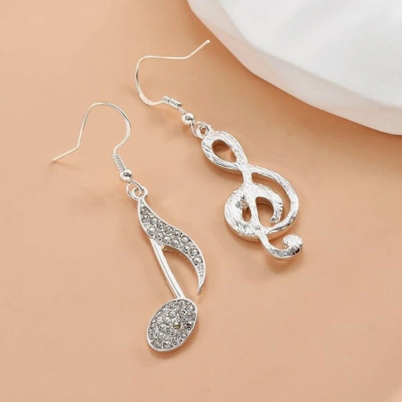 Any 4/$25! Silver Crystal Music Earrings - Picture 2 of 6